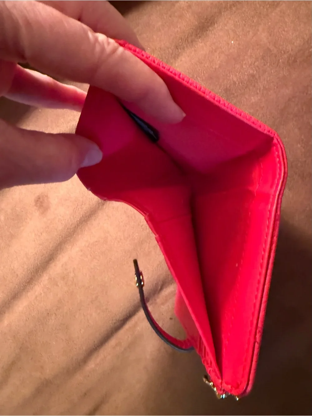 Nanette Lepore Red Pebbled Faux Leather Snap & Zip Card Wallet